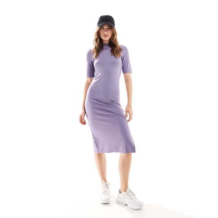 Nike Essentials midi dress in purple | ASOS