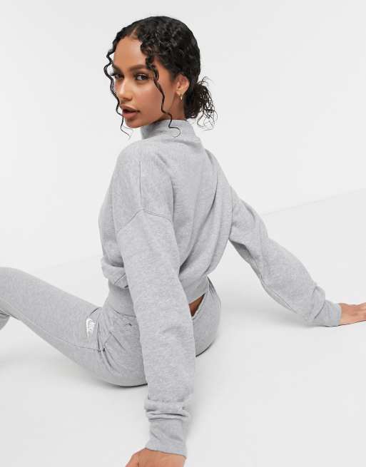 Nike essentials mock neck cropped sweatshirt in gray