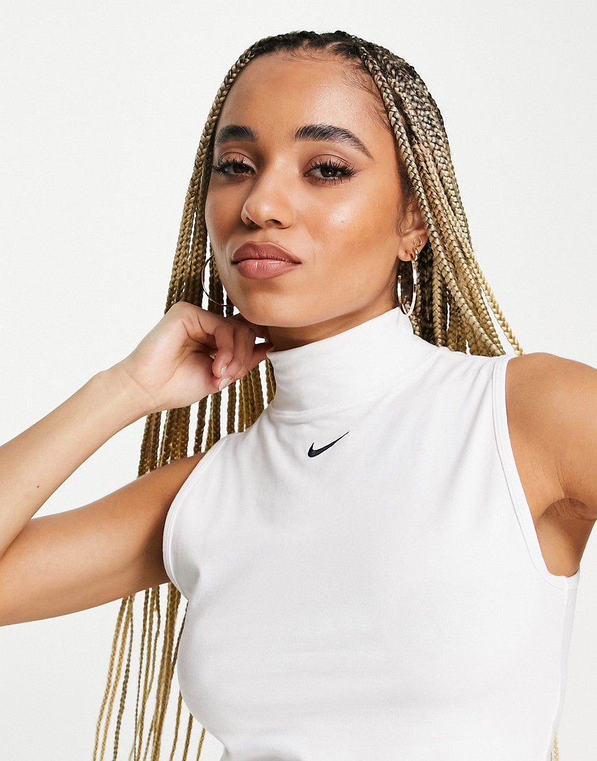 Nike Essentials mock neck tank in white