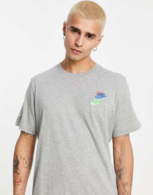 Nike Essentials+ multi logo t-shirt in grey