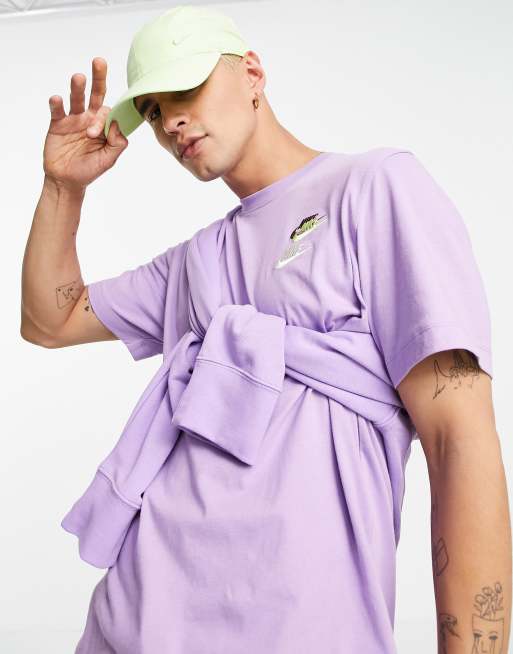 Nike Essentials+ multi logo t-shirt in lilac