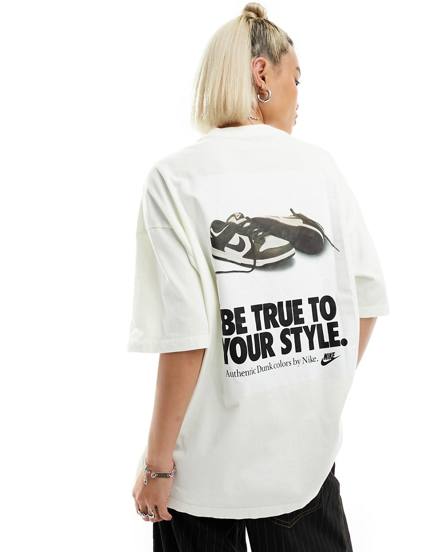 Nike Essentials Oversized Dunk Back Print T-shirt In Sail White