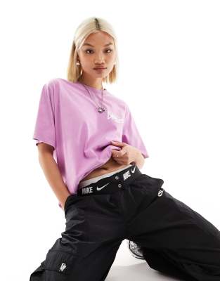 Nike Womens  Nsw Essential Phoenix Tag Up T-shirt In Rush Fuchsia/white