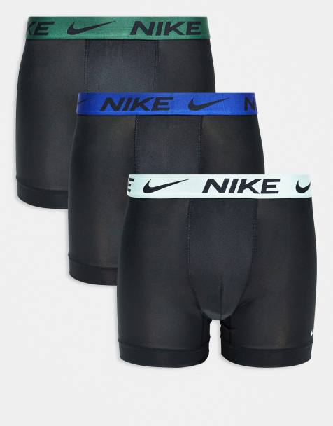 Nike - Essentials - Pakke med 3 par sorte boksershorts med farvede linninger i blå/mintgrøn/grøn i mikrofiberstof - view 1