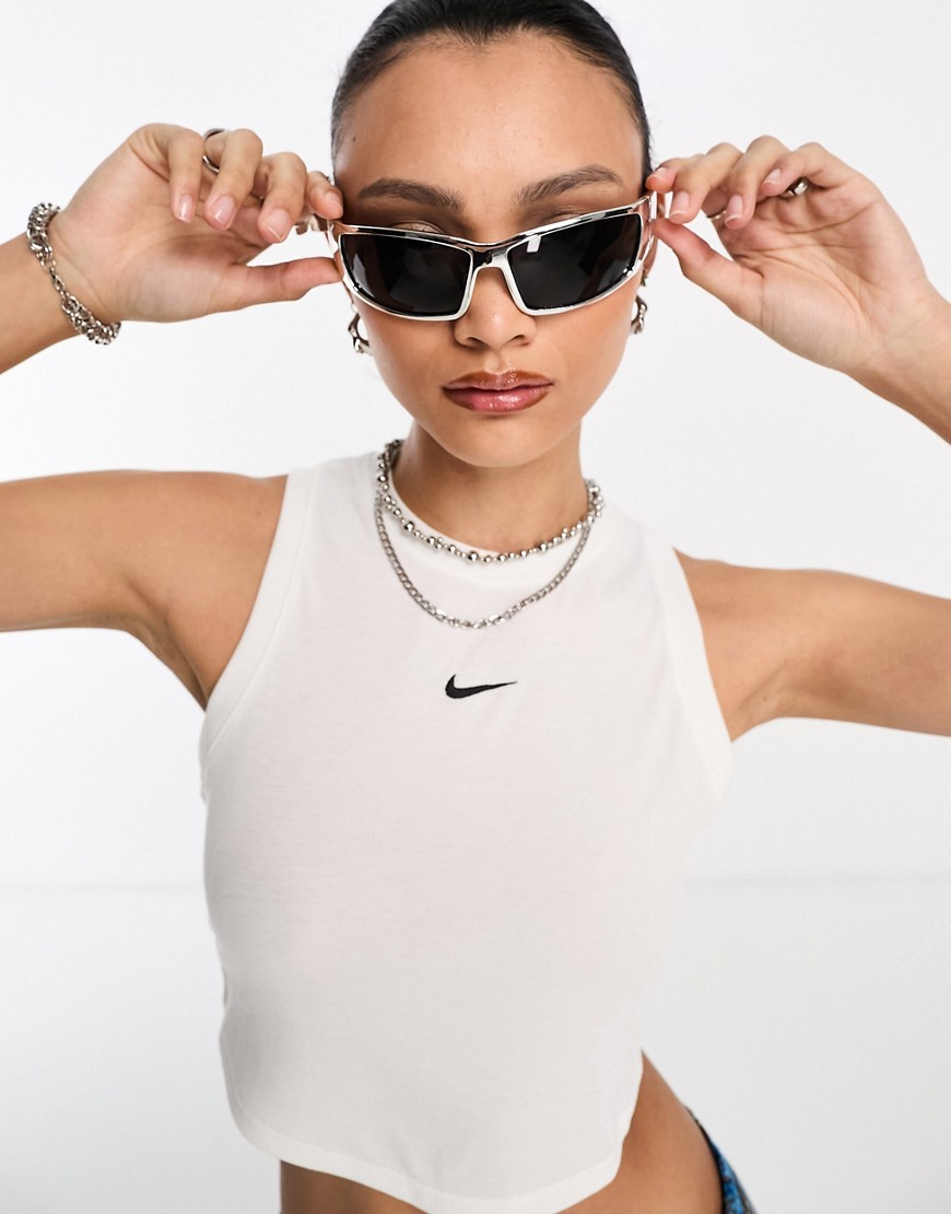 Nike Essentials Ribbed Cropped Tank In White