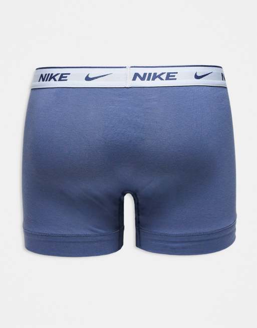 Nike - Essentials Set van 3 boxershorts van katoen met gekleurde tailleband in blauw met wassing, 2 van 3