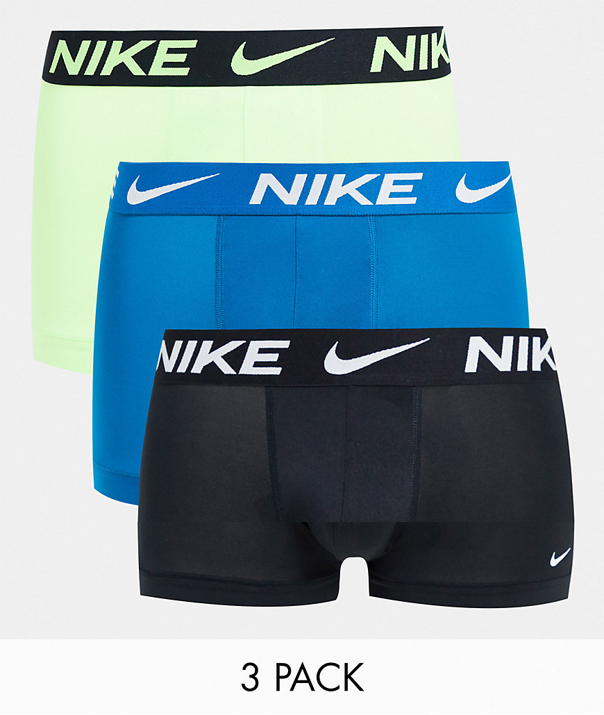 Nike - Essentials - Set van 3 microvezel boxershorts in groenblauw/limoengroen/zwart