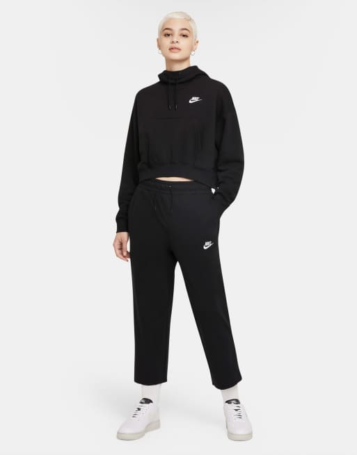 Nike Essentials side zip cropped hoodie in black