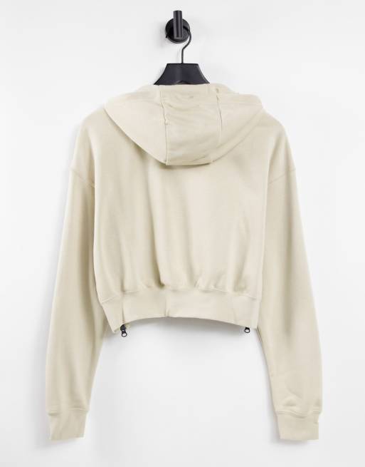 Nike essentials beige cropped high neck sweatshirt new arrivals