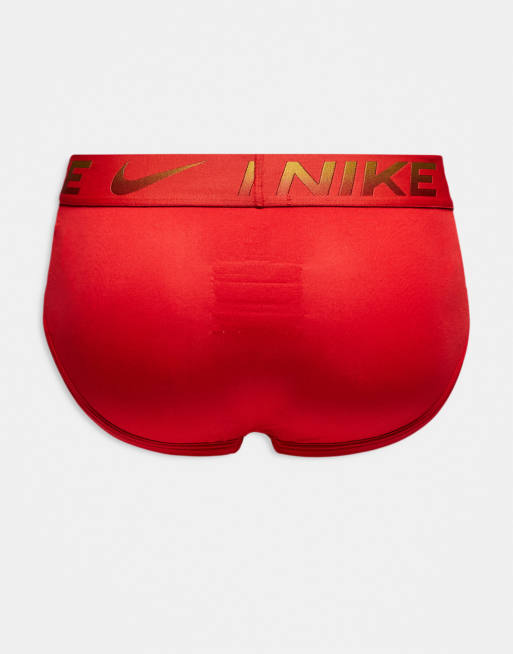Nike - Essentials - Sorte og røde hipster-briefs i mikrofibermateriale med farvet linning i pakke med 3 par , 3 af 3