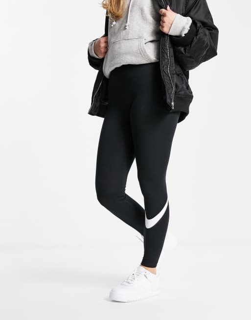 Nike swoosh shop leggings black