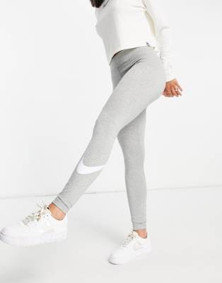 Nike Grey Sportswear Essential Swoosh Leggings In Grey