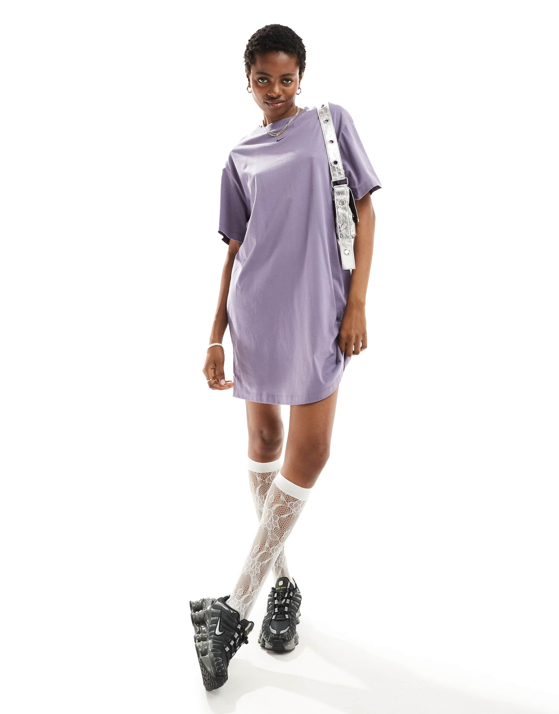 nike essentials t-shirt dress in purple