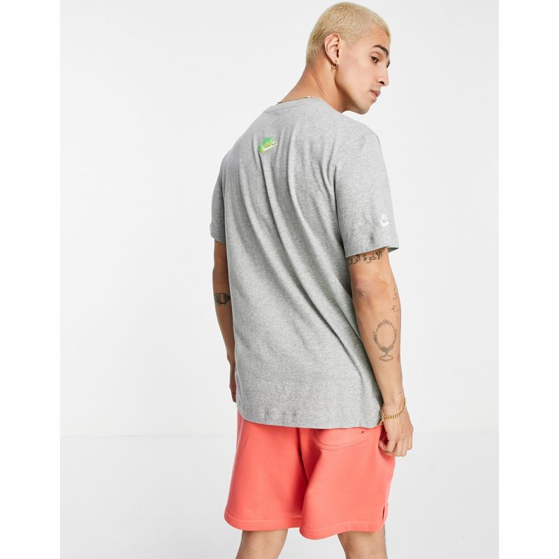 Uomo Activewear Nike - Essentials + - T-shirt grigia con logo multi