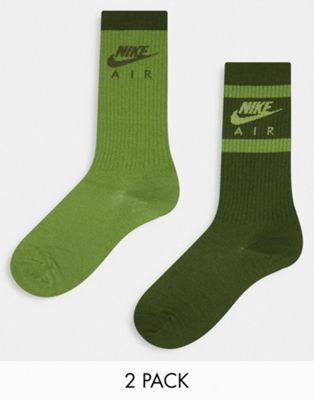 Nike everyday 2 pack crew socks in green - ASOS Price Checker