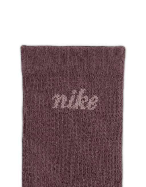 Nike Everyday 3 pack crew socks in pink and brown , 3 of 4
