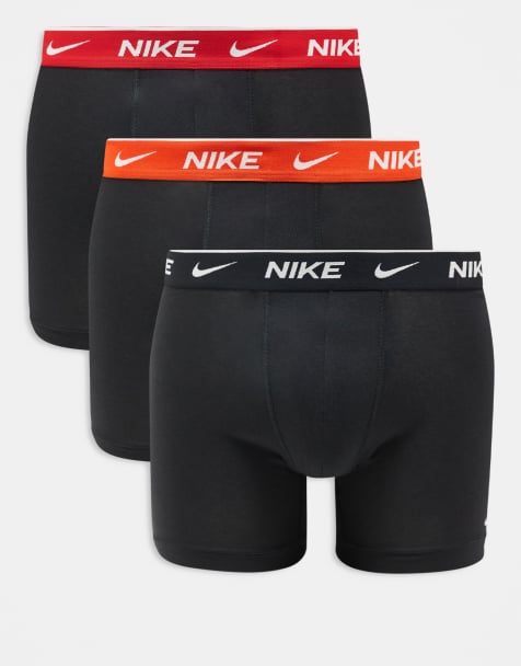 Nike - Everyday - Confezione da 3 boxer in cotone elasticizzato con fascia in vita colorata nera/rossa/arancione - view 1