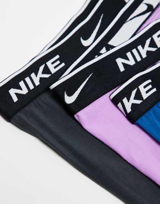 Nike - Everyday - Confezione da 3 paia di boxer aderenti antracite/blu/rosa in cotone elasticizzato, 4 di 4