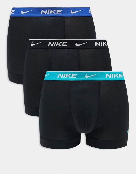 Nike - Everyday - Confezione multipack da 3 boxer aderenti in cotone elasticizzato con fascia in vita colorata blu pastello/nera/blu - view 1