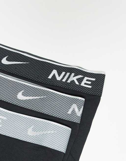 Nike – Everyday Cotton – 3er-Pack Stretch-Boxer-Slips mit farbigem Bund in Grau/Schwarz  , 2 von 3