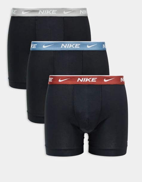 Nike - Everyday Cotton - Confezione da 3 boxer aderenti elasticizzati in cotone neri con fascia in vita a contrasto - view 1