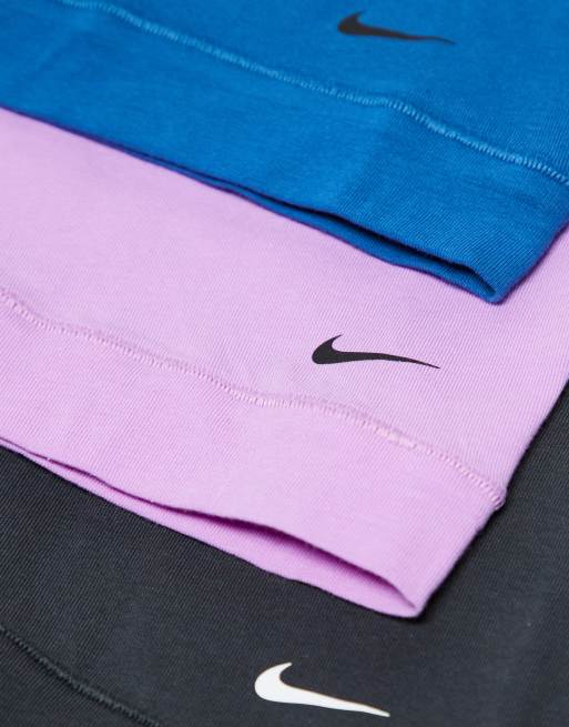 Nike – Everyday Cotton – Mörkgrå, blå och rosa trunks med stretch, 3-pack, 3 av 4