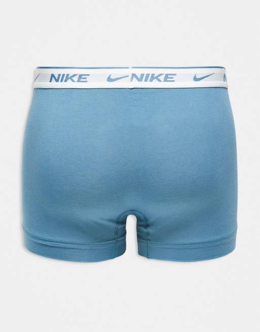 Nike - Everyday Cotton - Pakke med 3 par boksershorts i blå/sort/grå med stretch og hvide taljebånd, 2 af 3