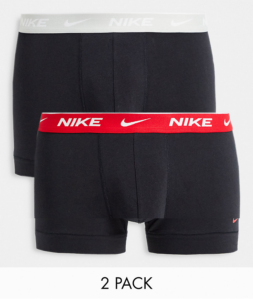 Nike Everyday Cotton Stretch 2 pack trunks in black