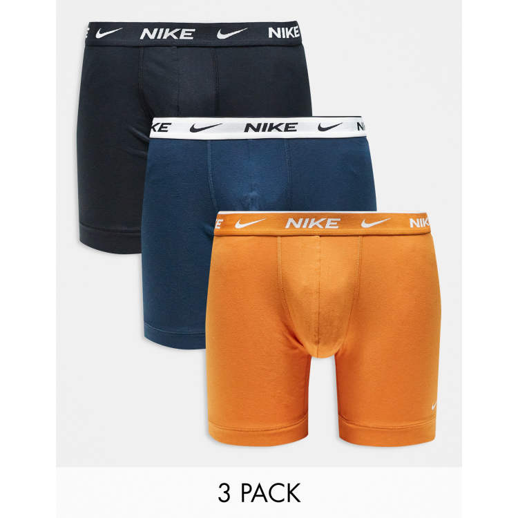 Nike Everyday Cotton Stretch 3 pack boxer brief in black/blue
