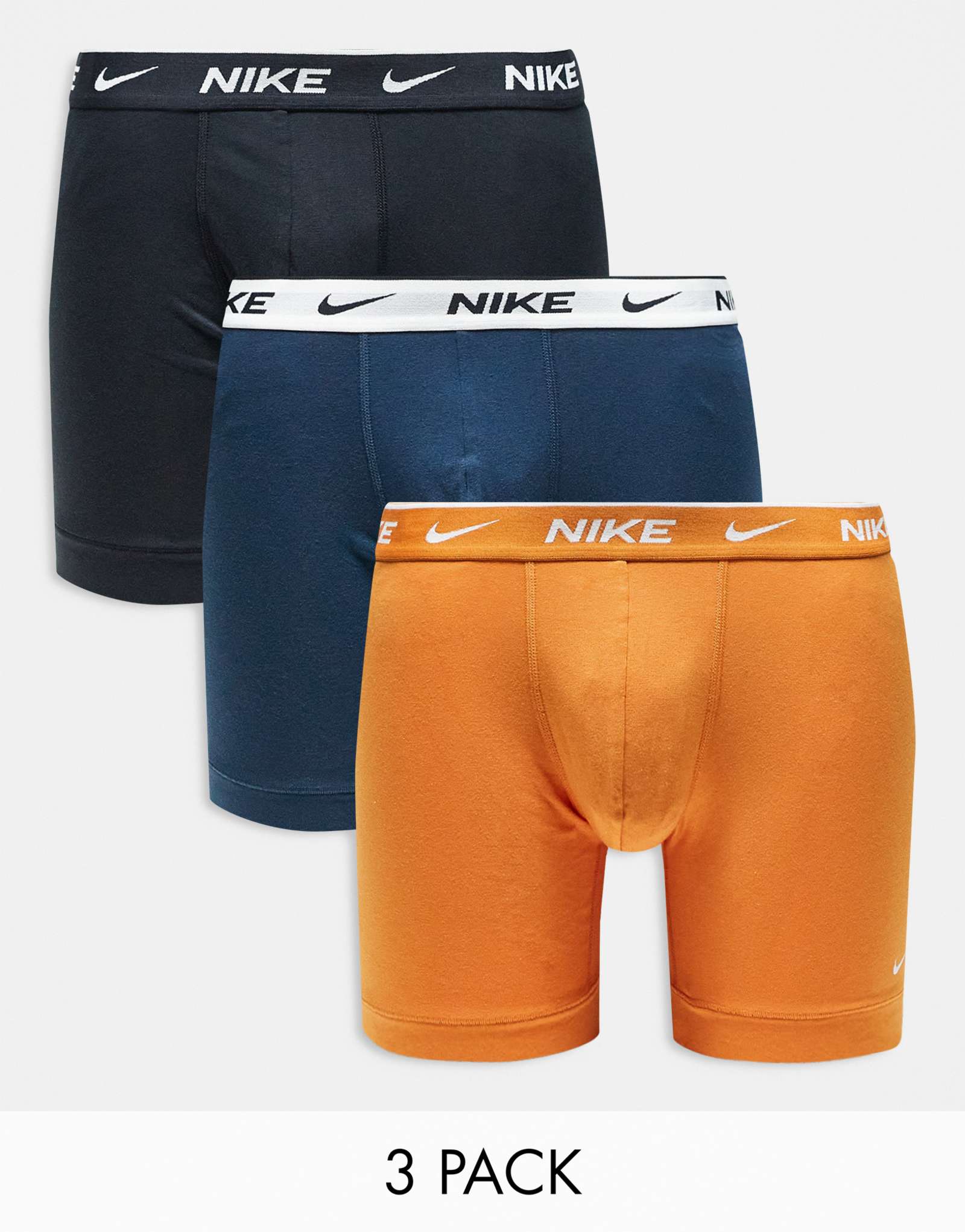 Боксерские трусы Nike Everyday Cotton Stretch 3 pack черного/синего/оранжевого цвета