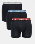[Nike] Nike Everyday Cotton Stretch 3 pack boxer briefs in black with contrast waistbands XS BLK - MRS STN/GRY