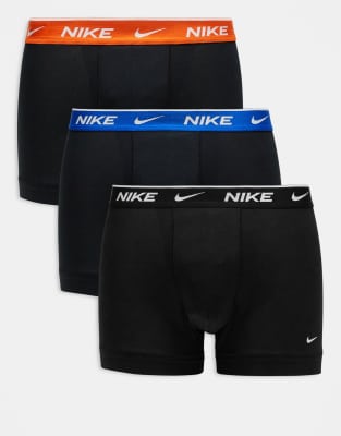 Everyday Cotton Stretch 3 pack boxer briefs in black with contrast waistbands