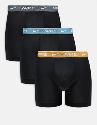 Nike Everyday Cotton Stretch 3 Pack Boxer Briefs In Black