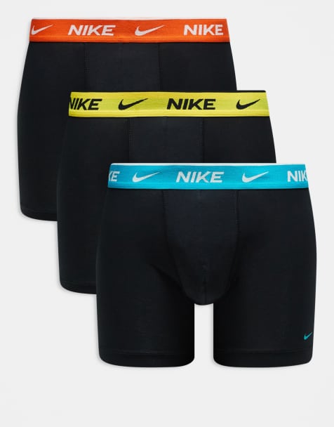 Nike Everyday Cotton Stretch 3 pack boxer briefs in black with contrast waistbands - view 1