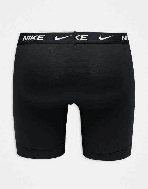 Nike Everyday Cotton Stretch 3 pack boxer briefs with coloured waistband in black