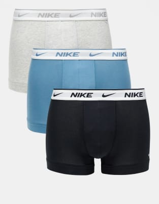 Everyday Cotton Stretch 3 pack briefs in blue/black/gray with white waistbands-Multi