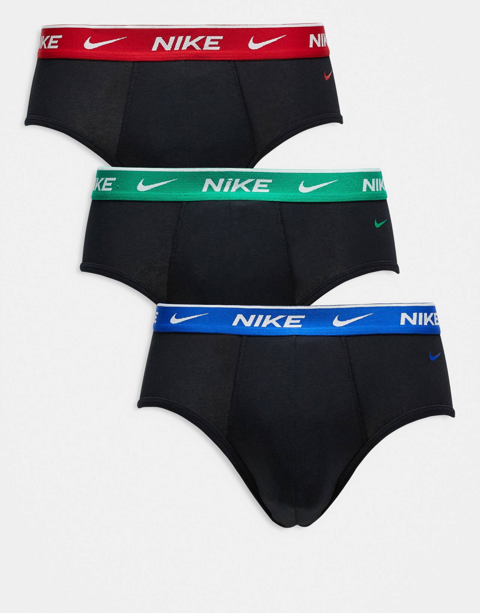 Хипстерские трусы Nike Everyday Cotton Stretch из 3-х упаковок черного цвета с контрастными поясами