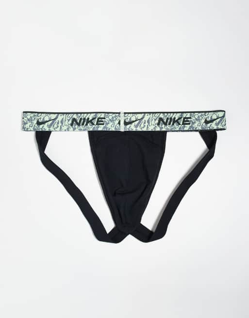 Nike Everyday Cotton Stretch 3 pack jock straps in black with contrast waistbands