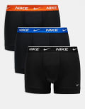 [Nike] Nike Everyday Cotton Stretch 3 pack trunks in black with contrast waistbands M BLK -SATY ORNGE/ G