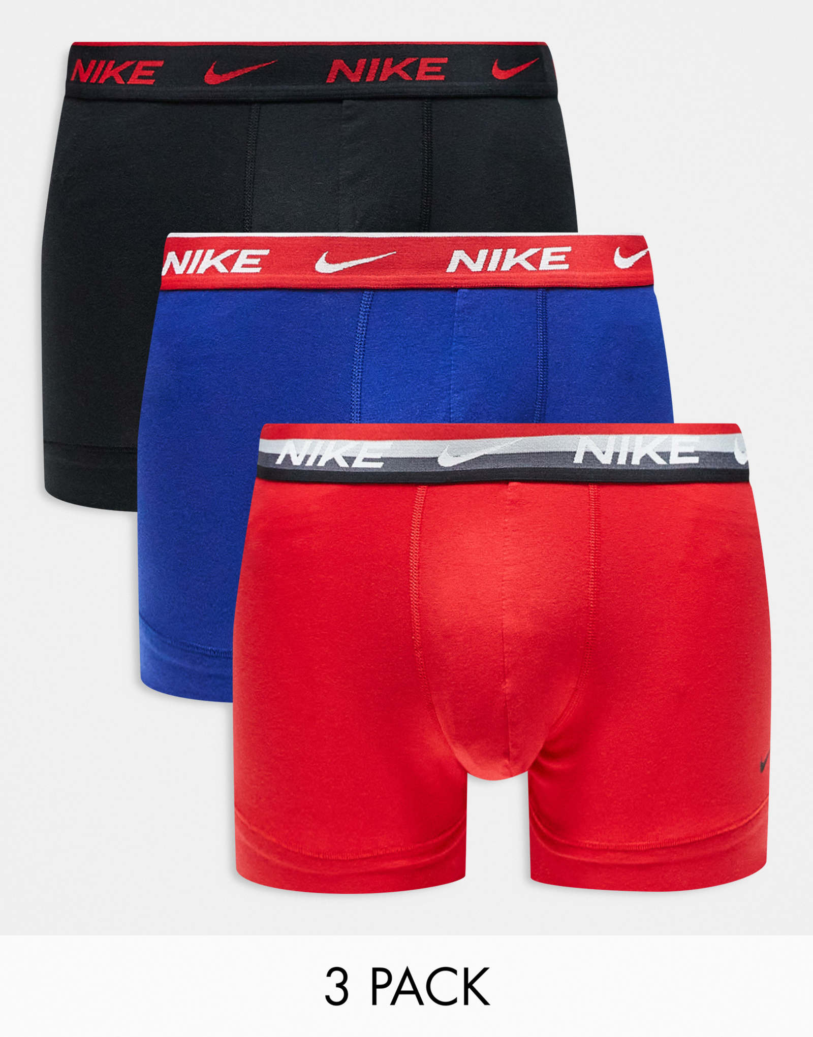 Повседневные хлопковые эластичные плавки Nike из 3-х частей красного/синего/черного цвета