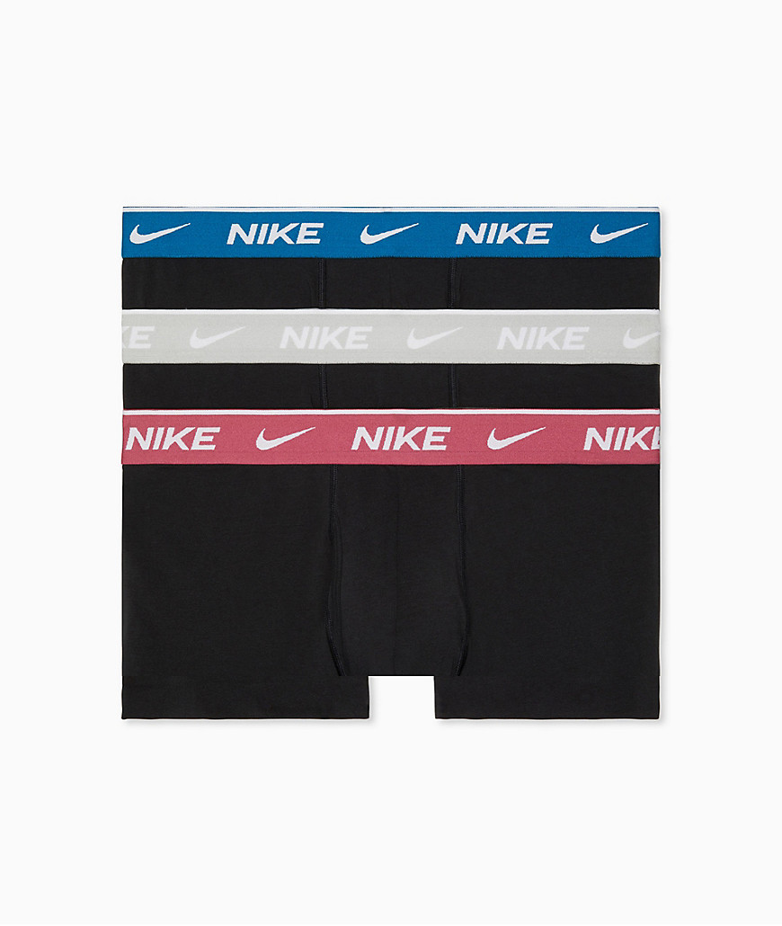 Nike Everyday Cotton Stretch 3 pack trunks with fly in black