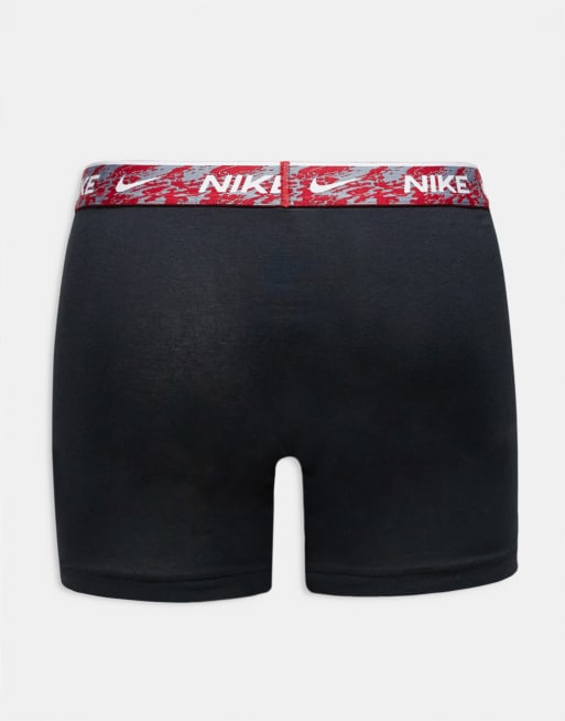 Nike – Everyday Cotton Stretch – 3er-Pack Boxershorts in Schwarz mit buntem Grafik-Bund in Gelb/Grau/Rot , 3 von 3