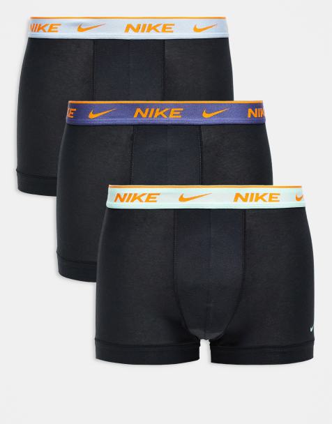 Nike Everyday – Cotton Stretch – 3er-Pack Unterhosen in Schwarz mit Bund in Blau, Grau und Minzgrün - view 1