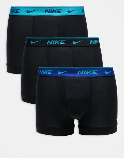 Nike – Everyday Cotton Stretch – 3er-Pack Unterhosen in Schwarz mit Bund in Blau - view 1