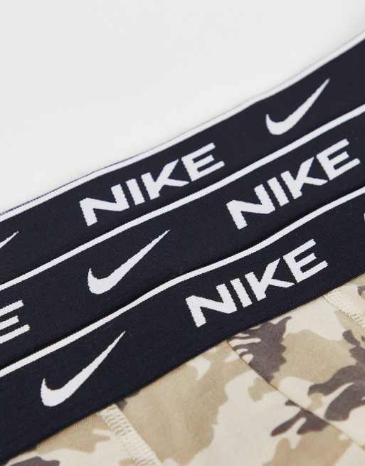 Nike Everyday Cotton Stretch boxer briefs 3 pack in black/khaki/camo