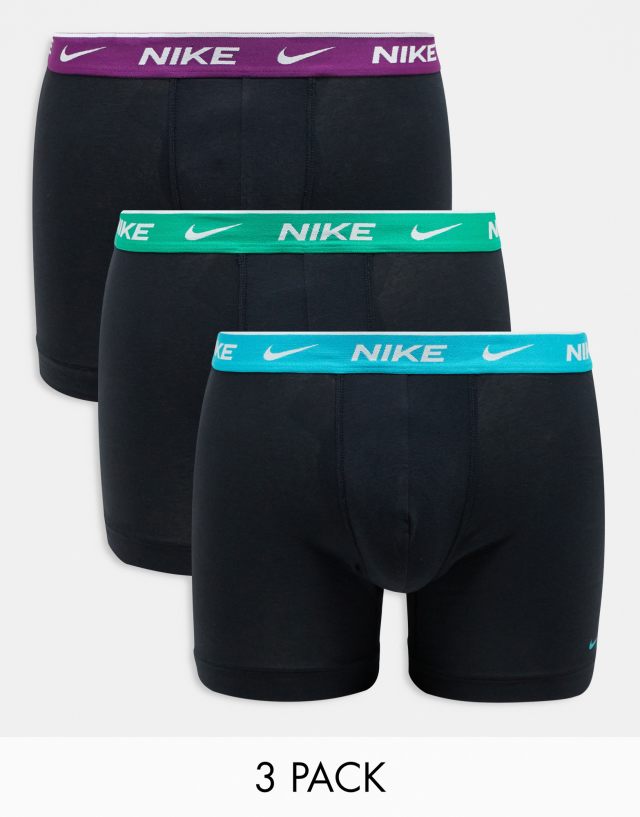 Nike - everyday cotton stretch briefs 3 pack in black contrast waistband