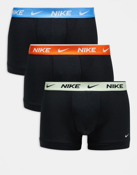 Nike - Everyday Cotton Stretch - Confezione da 3 paia di boxer aderenti neri in cotone elasticizzato con fascia in vita a contrasto - view 1