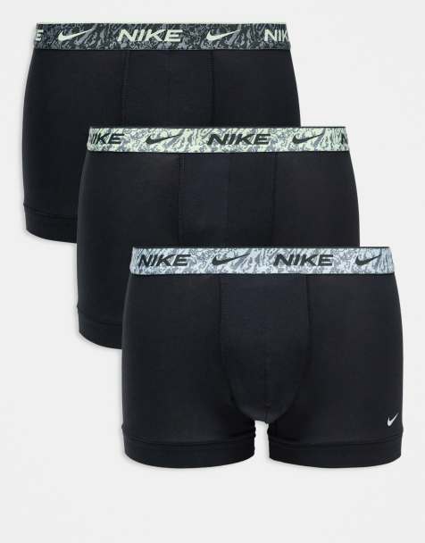 Nike - Everyday Cotton Stretch - Confezione da 3 paia di boxer aderenti neri in cotone elasticizzato con fascia in vita con graffiti - view 1