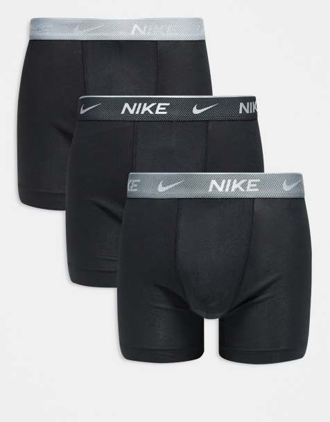 Nike - Everyday Cotton Stretch - Confezione da 3 slip in cotone elasticizzato neri con fascia in vita colorata grigia/nera - view 1