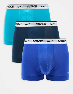 Nike - Everyday Cotton Stretch - Lot de 3 boxers à taille blanche - Bleu/bleu marine - view 1